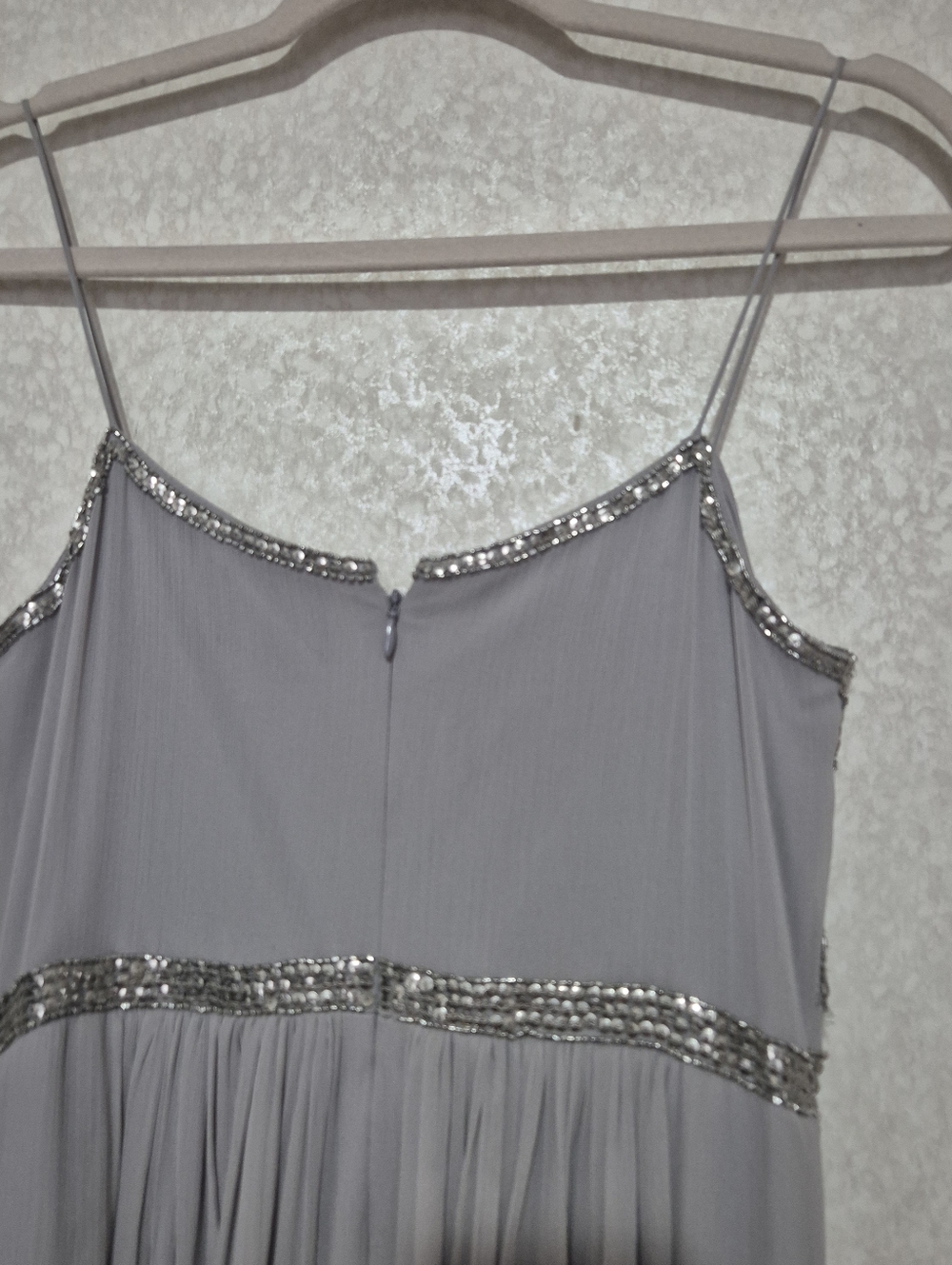 Adrianna Papell Silver Beaded Spaghetti Strap Maxi Dress..size:6 - Picture 9 of 12
